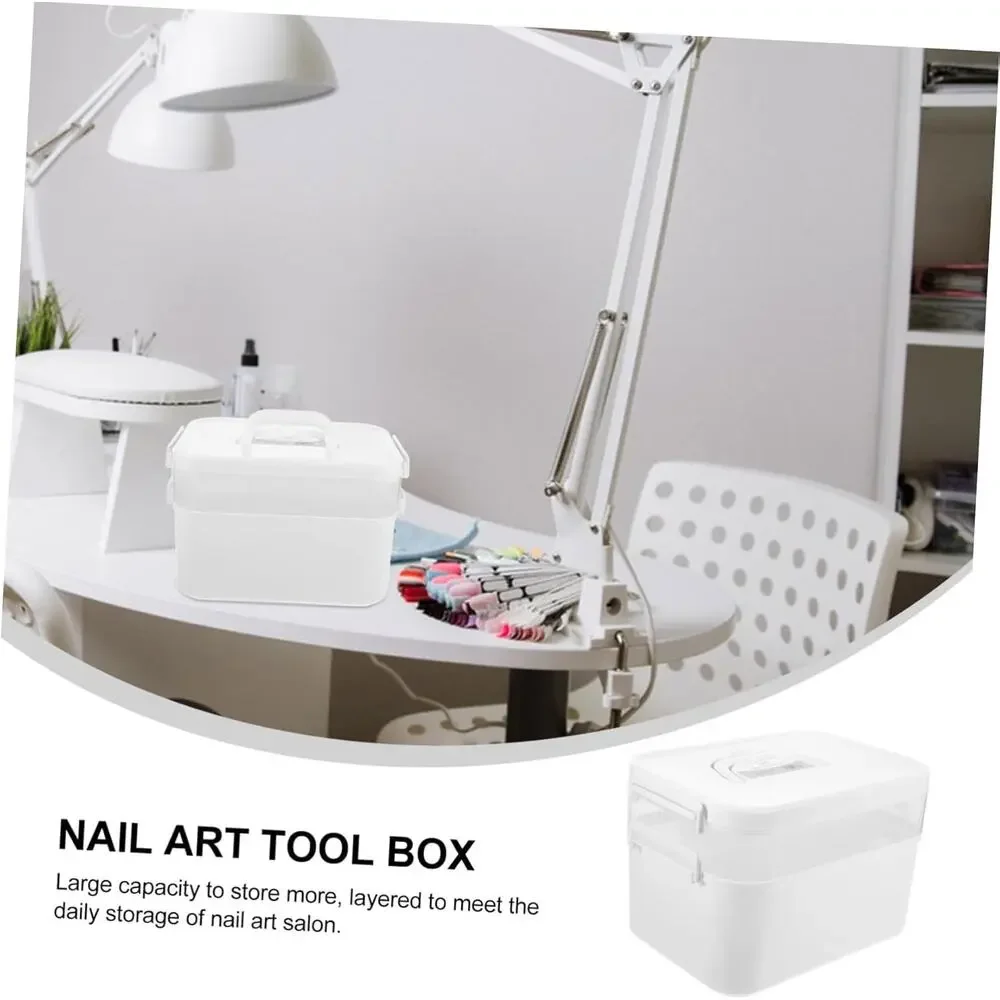 BRAND NEW ~ Large Capacity Manicure Tool Storage Box & Handle & Tray Organizer